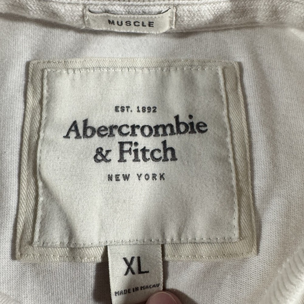 Vintage Y2k Abercrombie & Fitch White Muscle Long Sleeve T-Shirt Men's Size XL