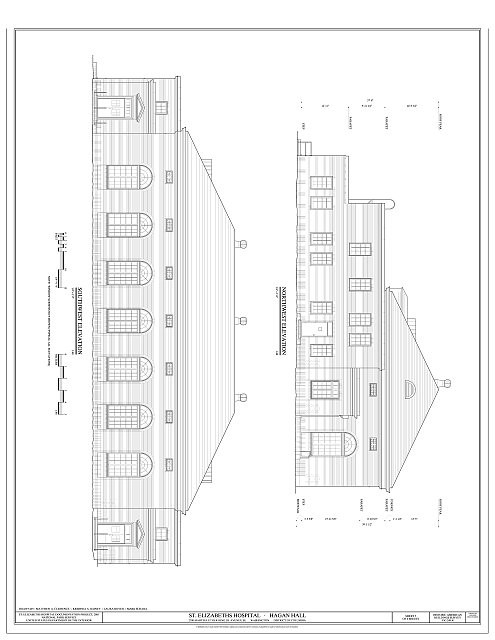 Washington DC St Elizabeths Hospital Hagan Hall 1930s Architectural Plan