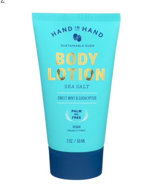 Hand In Hand Body Lotion Sea Salt Sweet Mint & Eucalyptus Vegan 2 Oz