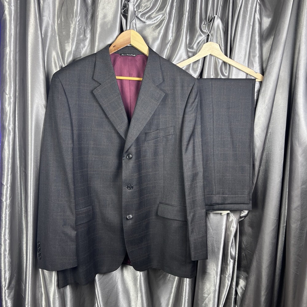 J.Victor 2 Piece Suit Mens 44R Gray Herringbone Viking-CT Pleated Pants 38x31