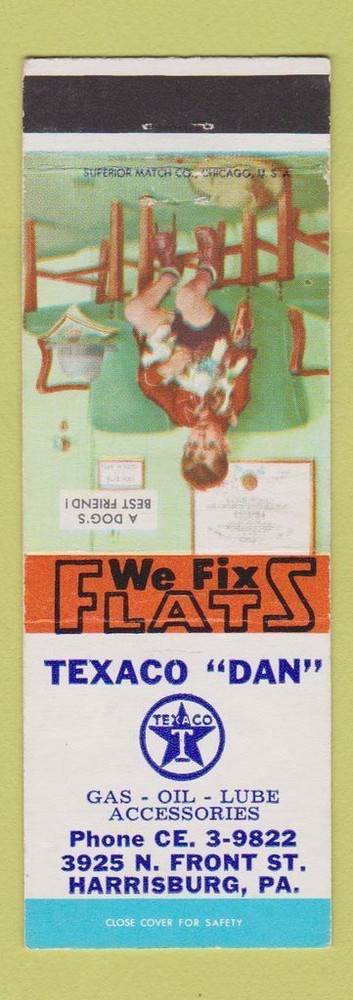 Matchbook Cover - Texaco oil gas Harrisburg PA