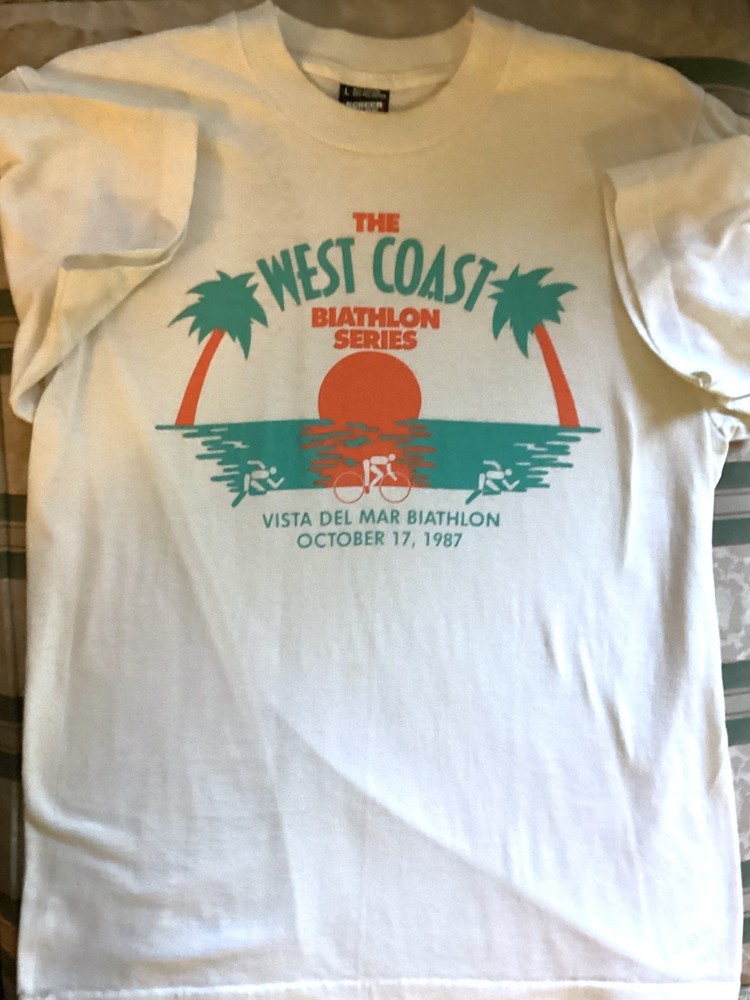 1987 West Coast Biathlon Series T-Shirt White LARGE