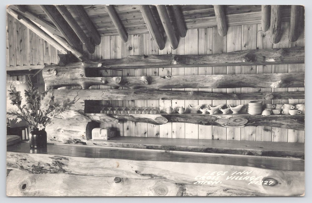 Cross Village MI~Interior Legs Inn~Bar~Restaurant~Cottages~Real Photo PC~RPPC