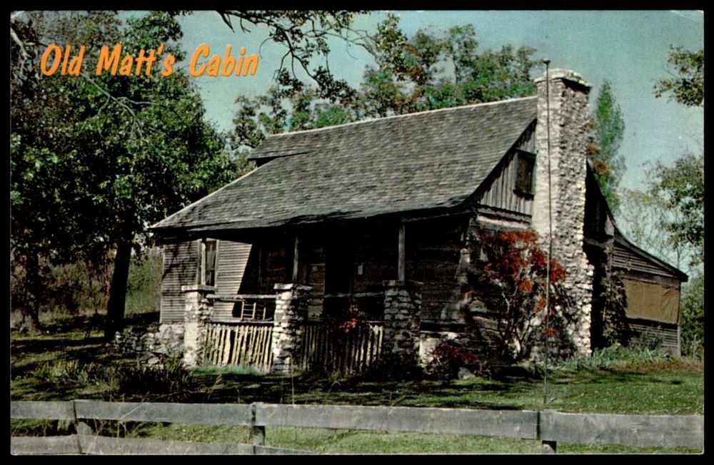 Old Matt's Cabin Postcard Branson Missouri Shepherd of the Hills Plastichrome