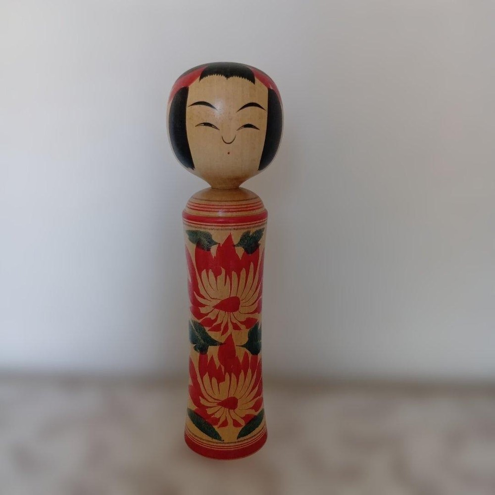 Fukuju Yusa Kokeshi Doll 25.5cm Vintage Wooden Collectible Home Decor