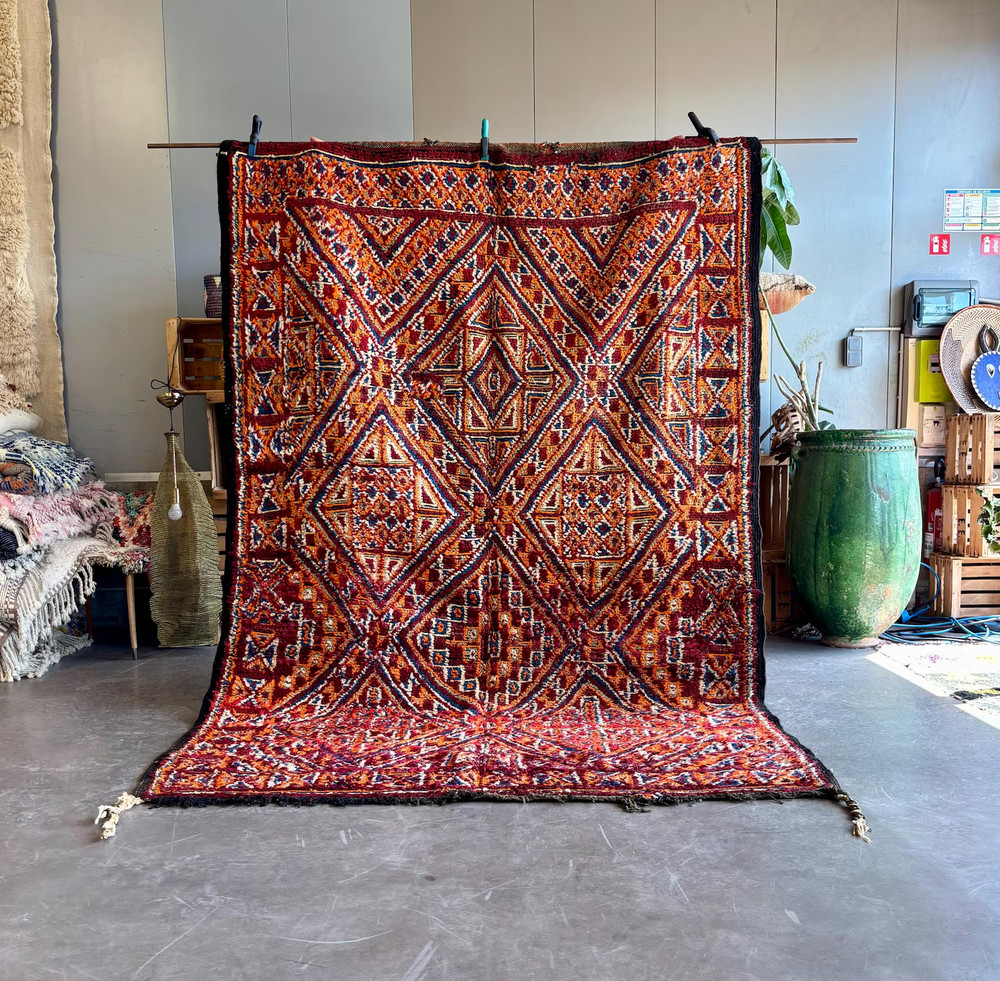 Modern Moroccan Berber Wool Rug Color Multicolor Design Handmade Carpet Rug