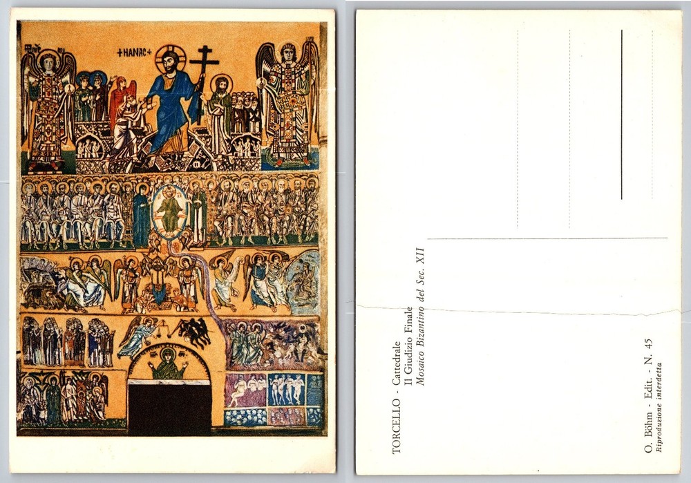Torcello Cathedral Last Judgment Byzantine Mosaic Art Postcard