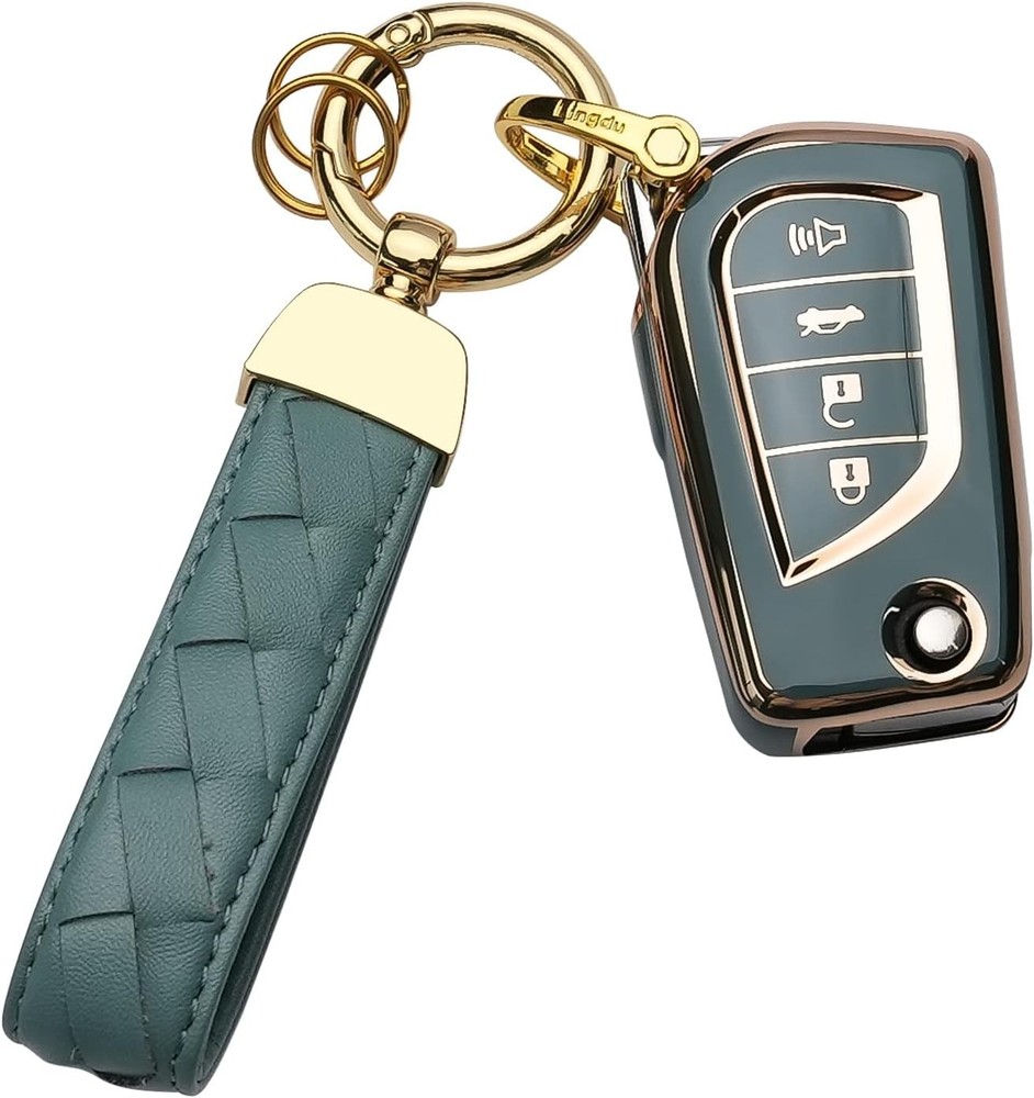 Key Fob Cover Keychain Fit for Smart Key Shell Case (Blue, 4 Butto Color: Blue