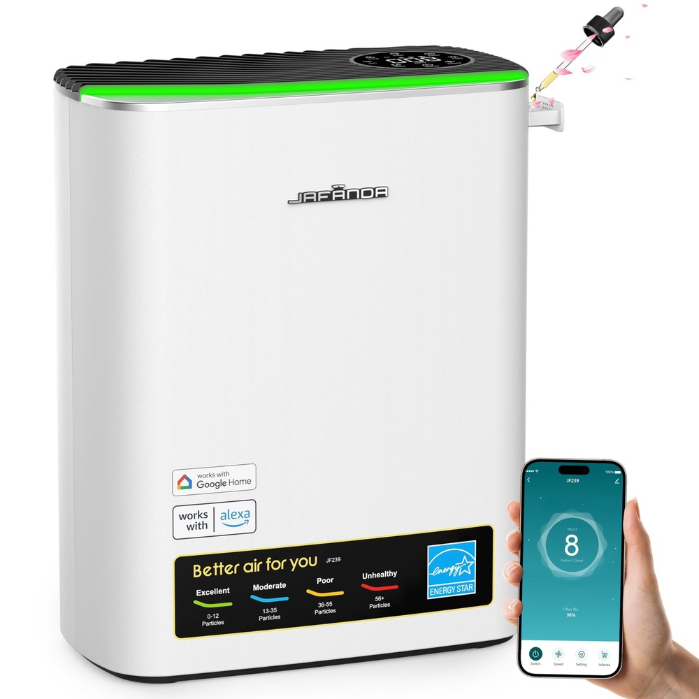 Jafanda Air Purifiers for Home Large Room Up to 1100ft², HEPA Filter Air Puri...