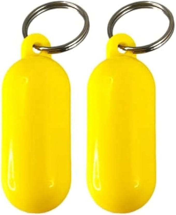 2 Pcs Yellow Floating Keychain Pills-Shape Float Key Rings for Boat Sailings