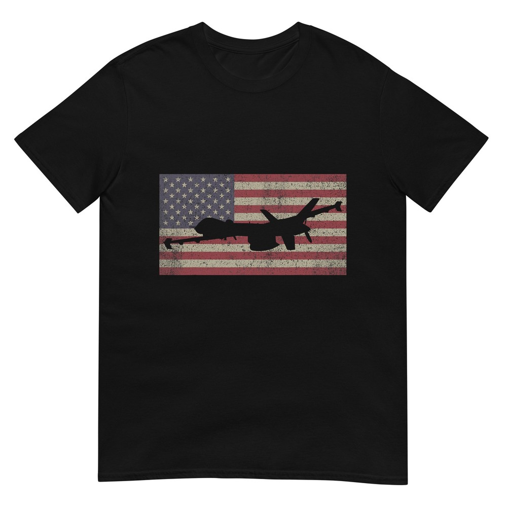MQ-9 Reaper Guardian UAV Drone American Flag T-Shirt