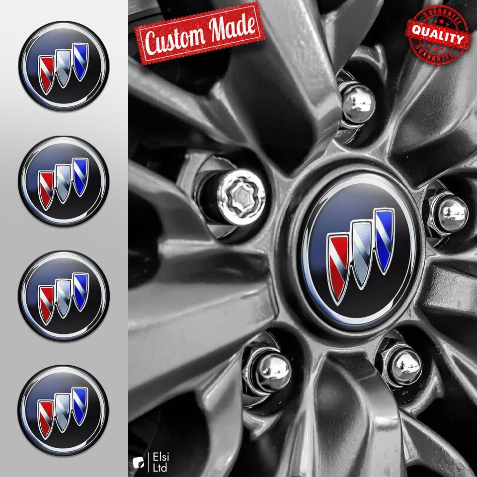 Buick Wheel Cap Decals - 4-Piece Custom Rim Emblem Set  