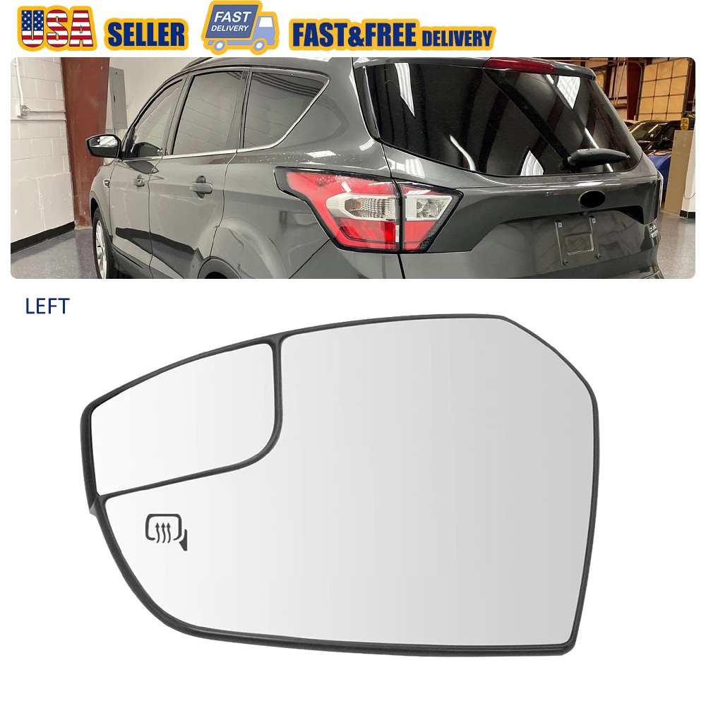 Mirror Glass Mirror Driver Left Side For 2017 2018 2019 Ford ESCAPE Flat Heated