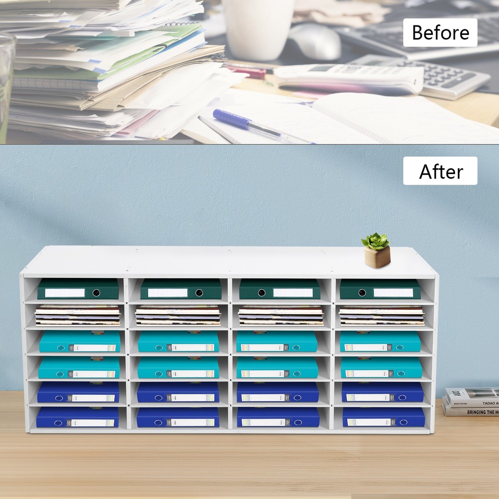 24-Slot Mail Organizer Cabinet with Adjustable Shelves for Home & Office