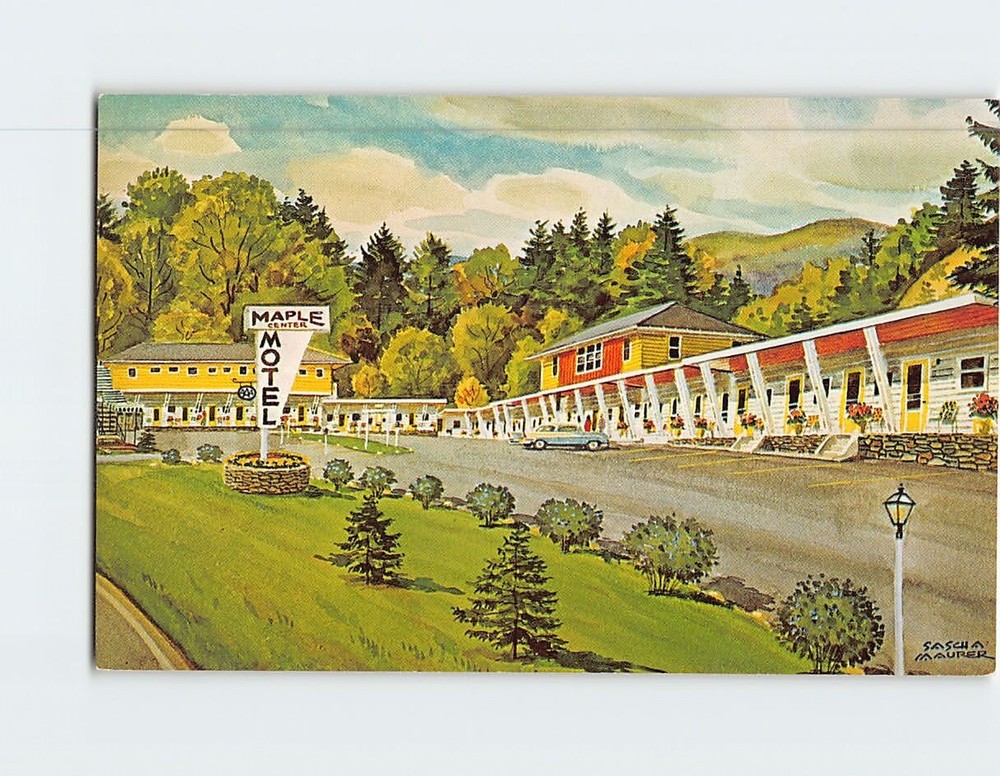 Postcard Maple Center Motel In Town St. Johnsbury Vermont USA