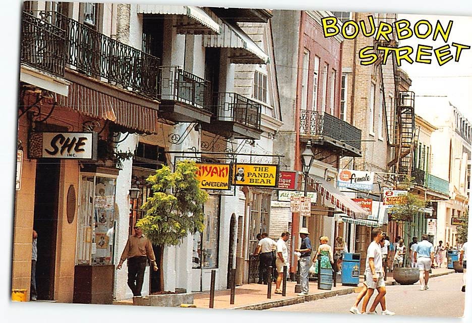 Postcard Bourbon Street New Orleans Louisiana USA