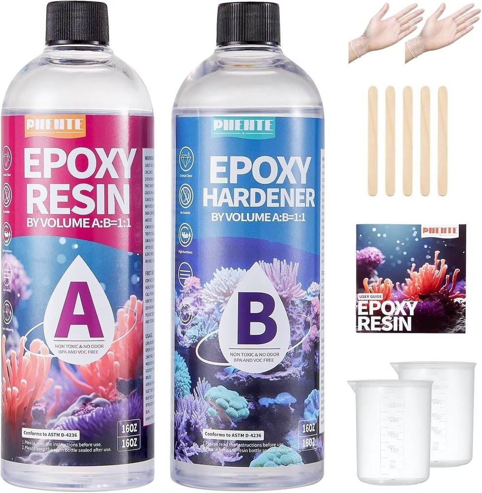 32oz Self-Leveling Epoxy Resin Kit – Zero Bubbles, UV Resistant for 5 Years, Ideal for River Tables