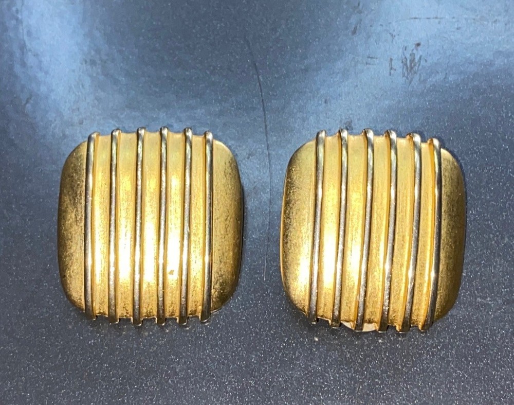 vintage Erwin Pearl Earrings Gold Tone Clip On Signed Stamped (INV#10)