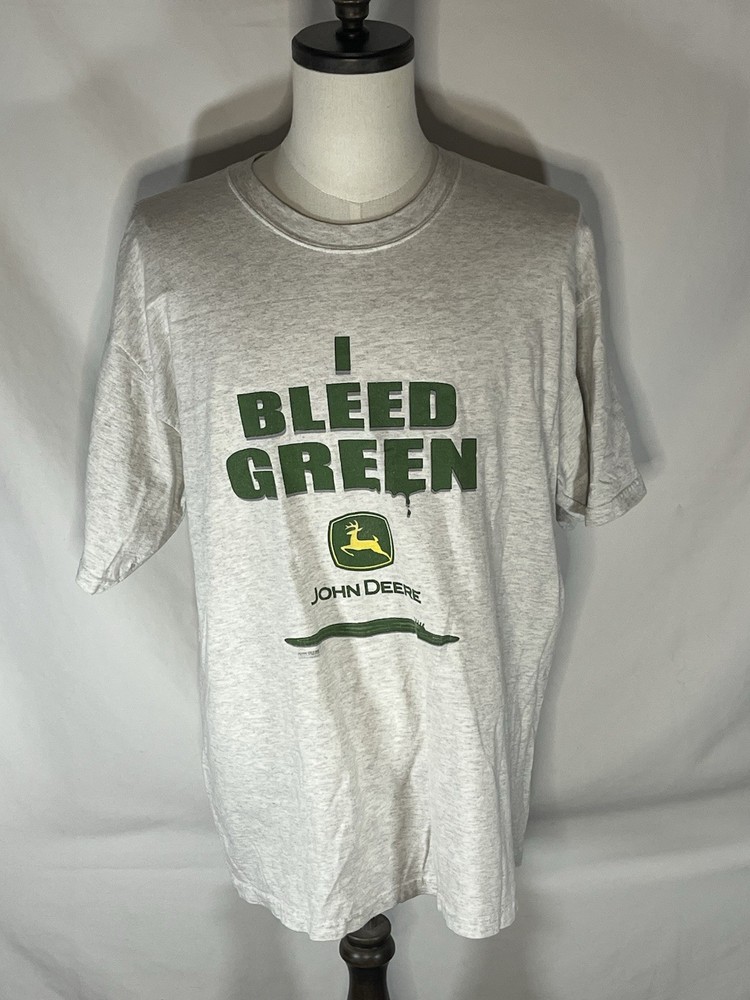 Gildan Activewear Vintage John Deere Logo Bleed Green Graphic T-Shirt XL