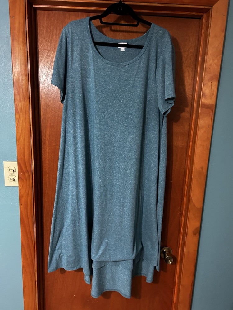 Lularoe 2XL Carly Blue And White Striped Short Sleeve A-Line Dress