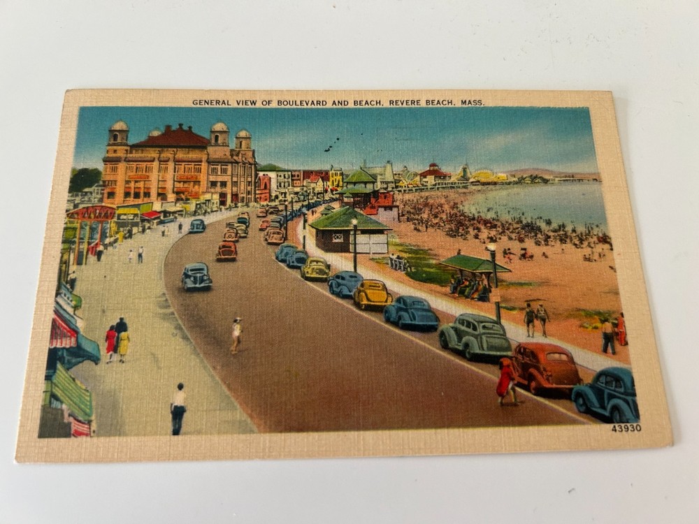 General View of Boulevard and Beach Revere Beach Massachusetts MA Postcard