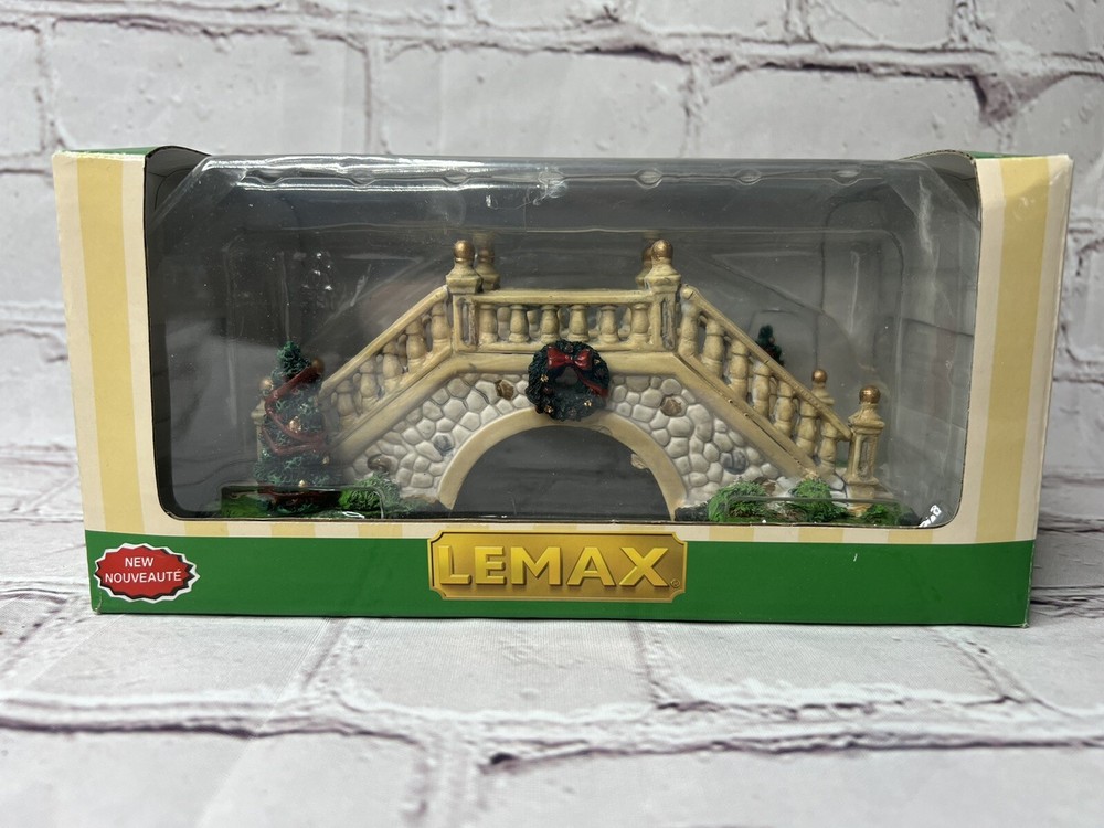 Lemax Park Foot Bridge 2006 Christmas Village Table Accent with Wreaths and Trees-image