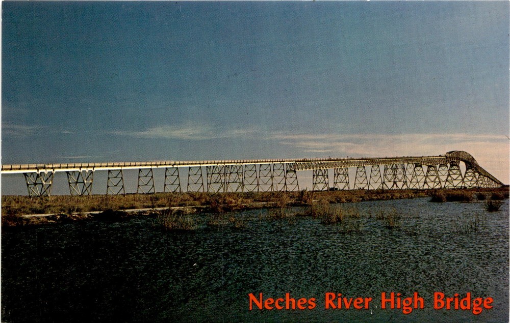Neches River High Bridge, Port Arthur, Orange, Texas, South, Neches Postcard