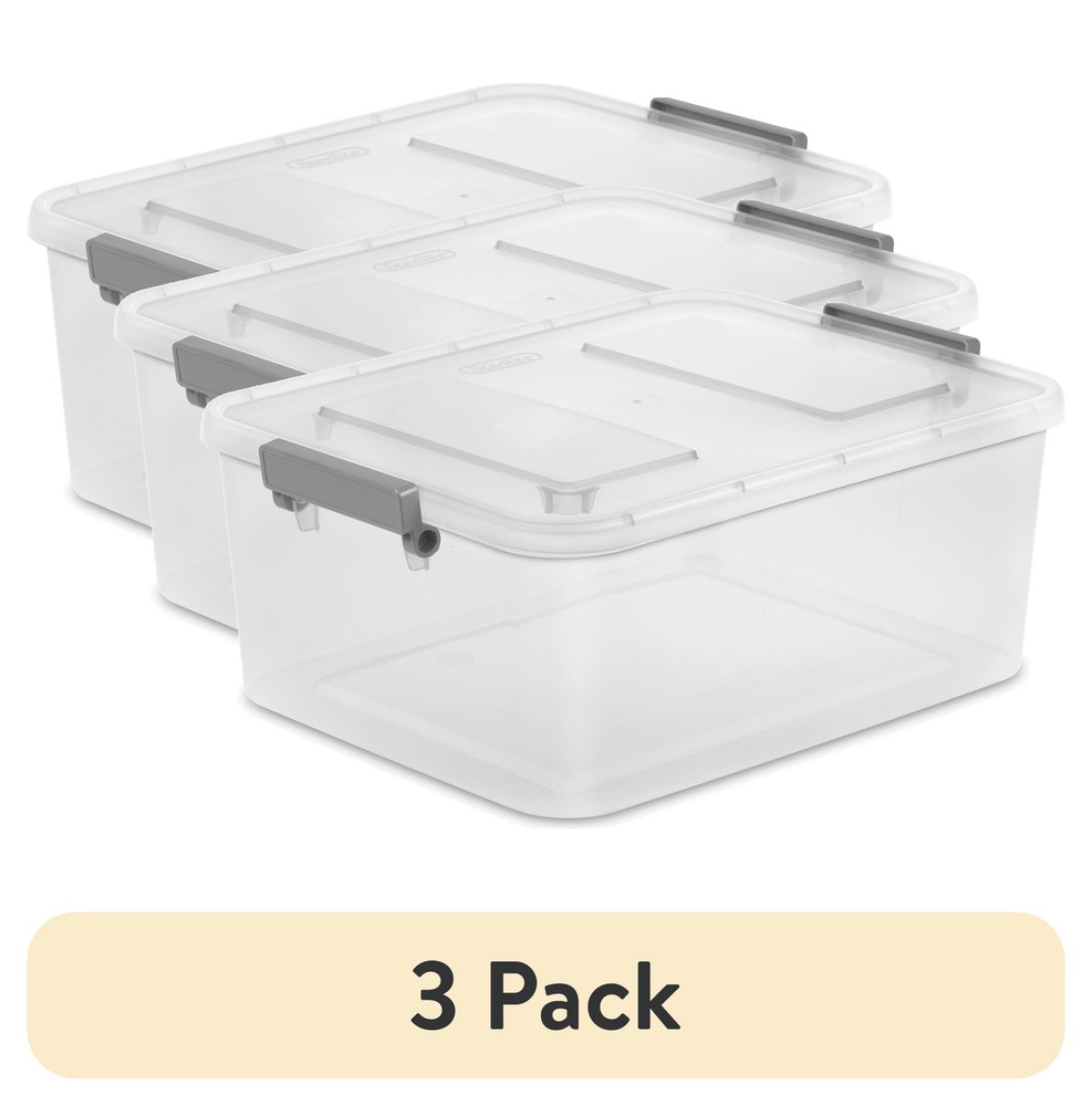 Sterilite 12.7 Quart Clear Modular Latch Storage Bin with Secure Lid