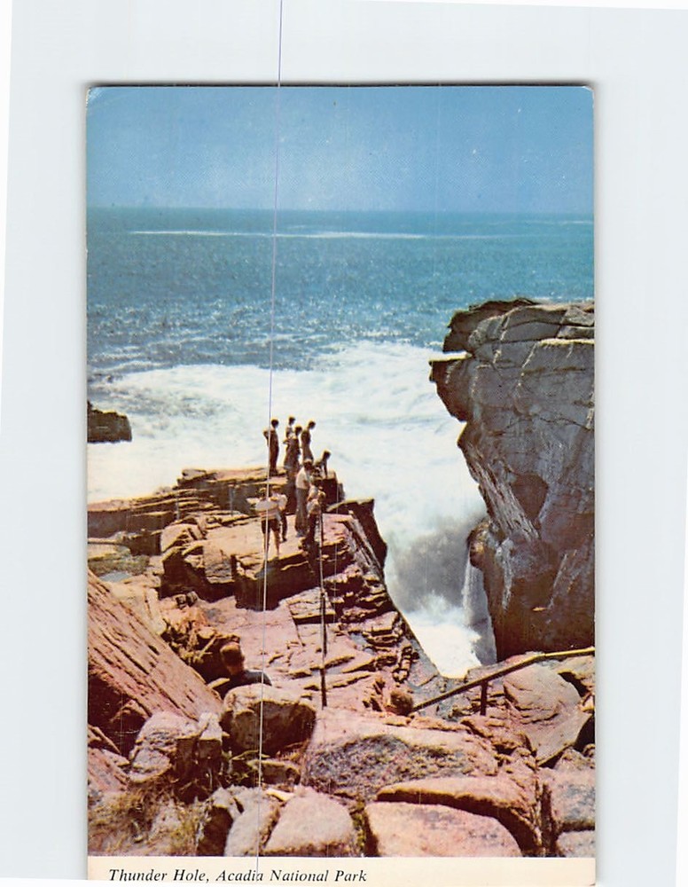 Postcard Thunder Hole Acadia National Park Bar Harbor Maine USA-image