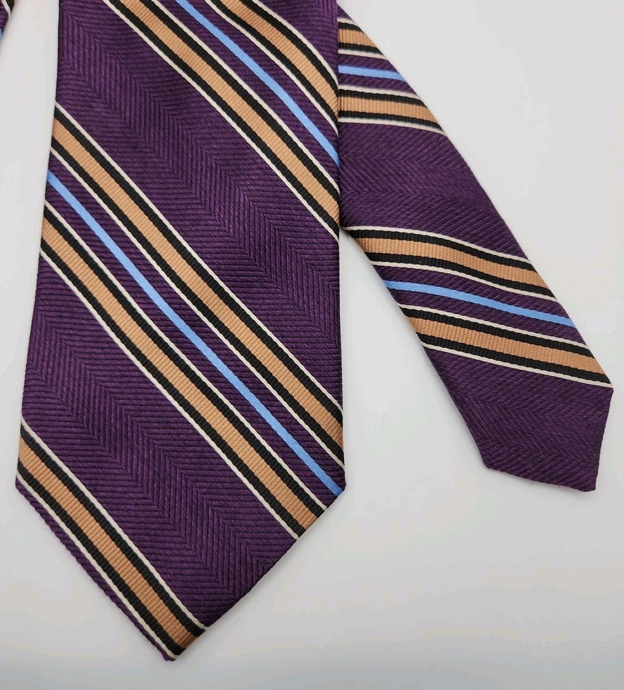 Jos. A. Bank Signature Collection Silk Tie Purple Herringbone Striped 61