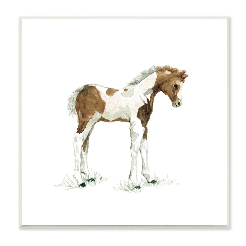 Stupell Young Farm Horse Minimal Country Animal over White  12 x 12