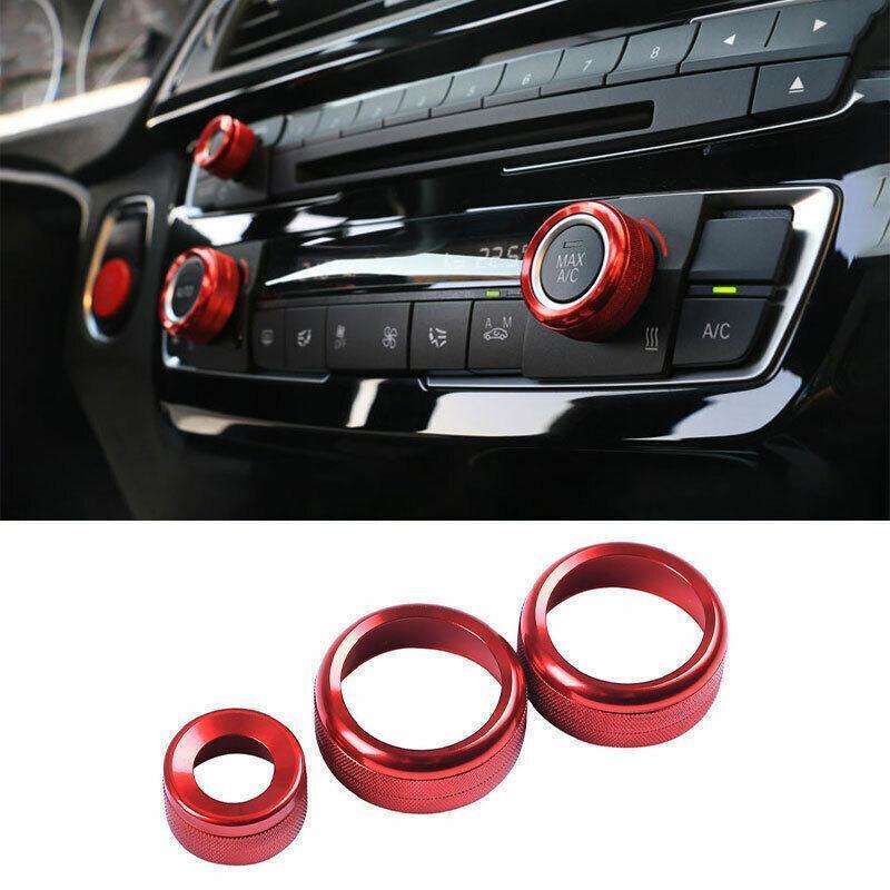 BMW 3 4 Series GT 2013-2019 Red Aluminum Volume Switch Ring Trim 3X