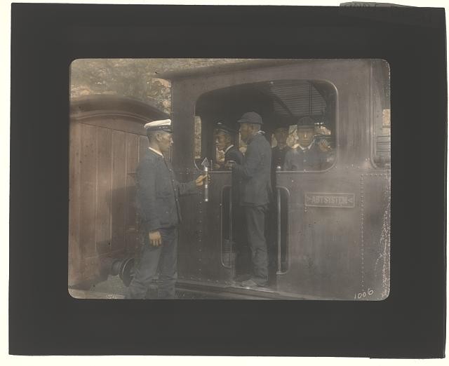 Japanese Men,Railroad Locomotive,Usui Pass,Japan,1895,William Henry Jackson