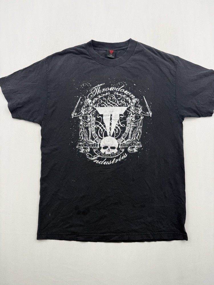 Throwdown Premium Shirt Adult Large White Black Graphic Tee MMA