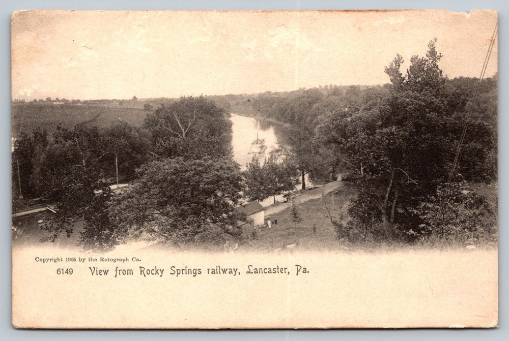 1905 View from Rocky Springs Railway Lancaster PA Vintage Postcard