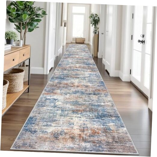 Abstract 3x20 Ft Extra Long Washable Runner Rug for Hallways Non-Slip-image