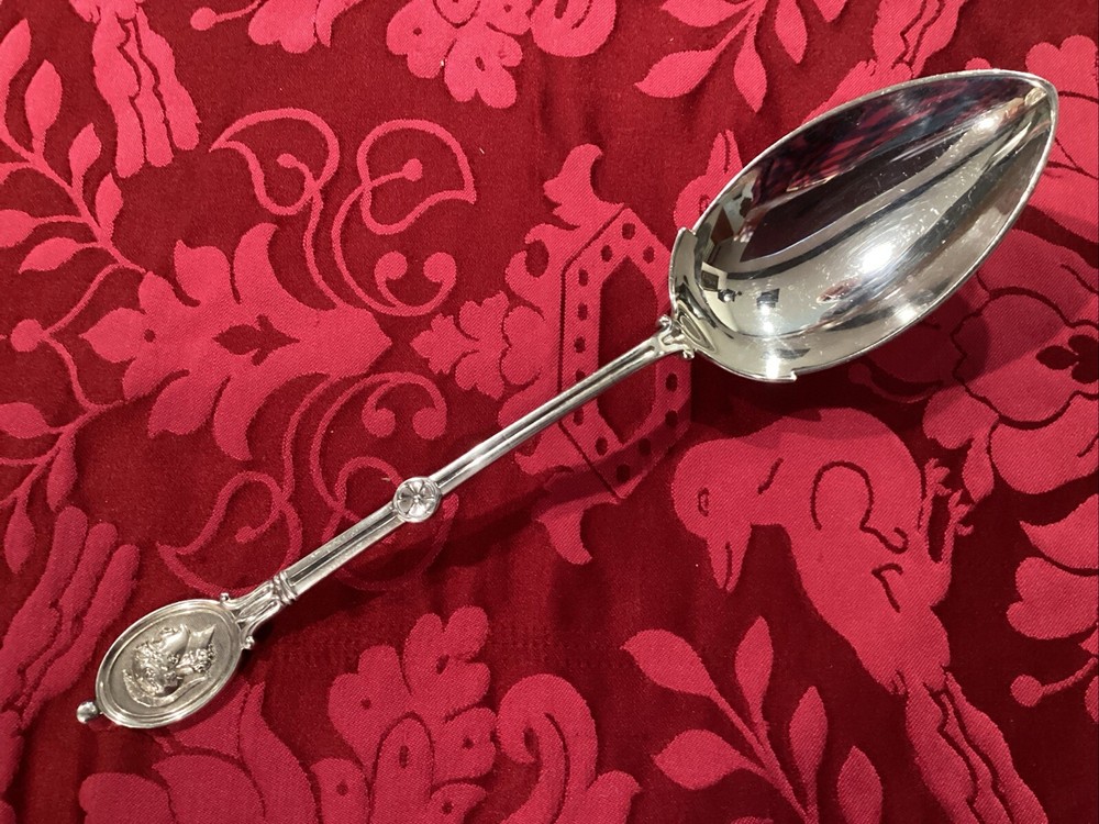 RAREST 10” Medallion by Wendt Sterling Silver Serving Spoon HUGE