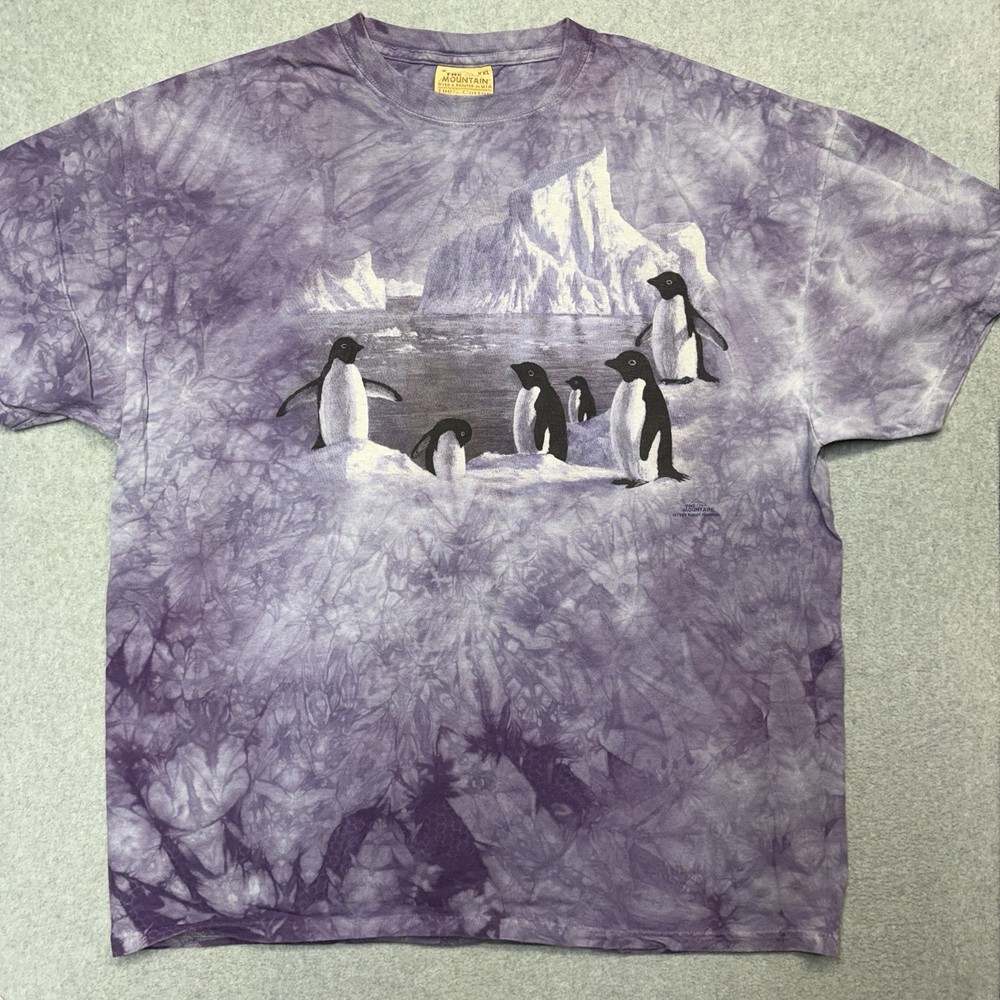 THE MOUNTAIN vintage Tie-dye Purple Penguin Pattern Animal shirt Men's 2XL 1999