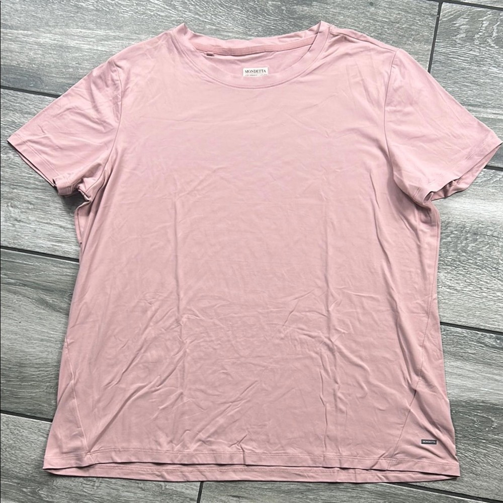 Mondetta Women's Light Pink Short Sleeve Performance Tee Activewear Workout Top