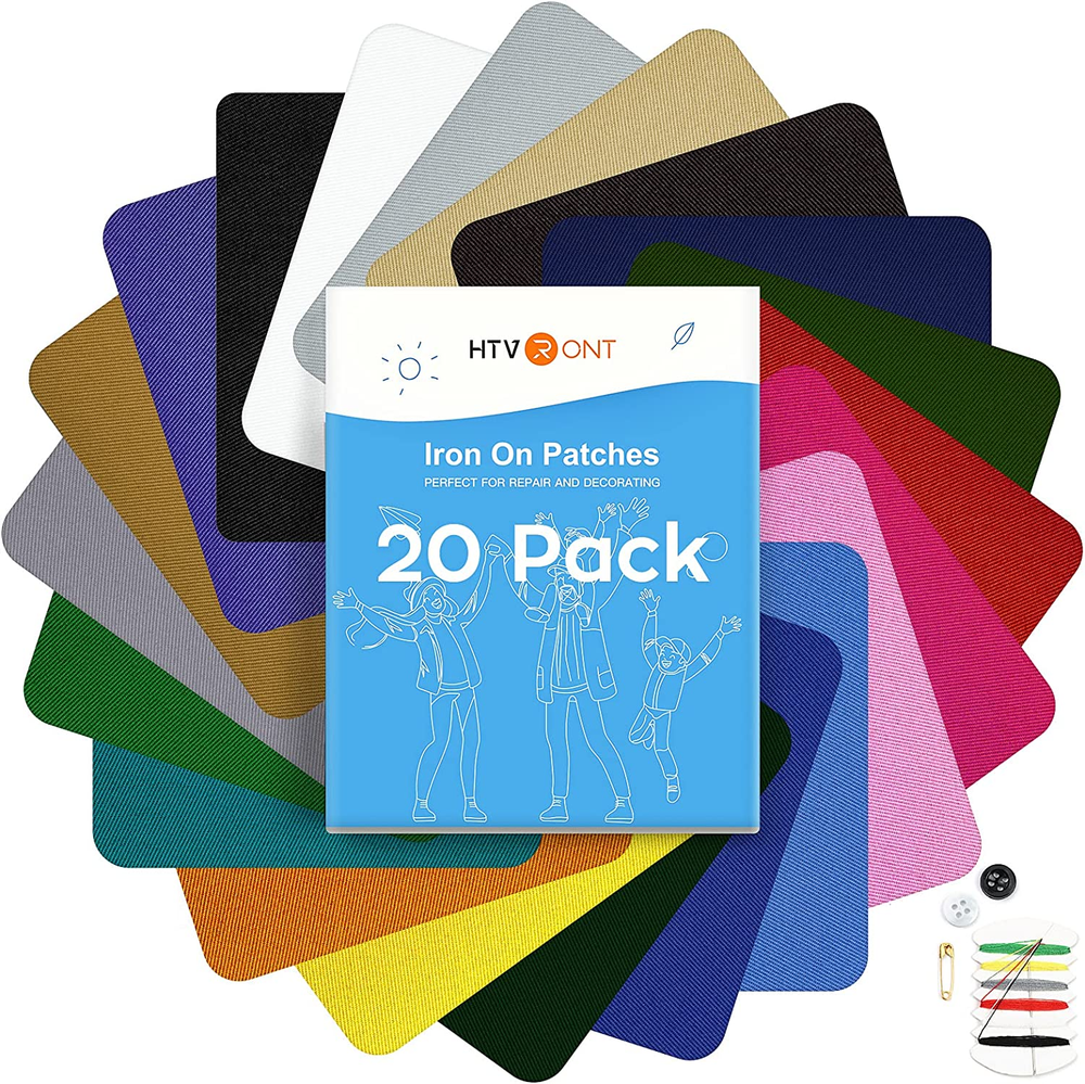 20 Multi-Colored Iron-On Patches for Quick Clothing Repair and Customization