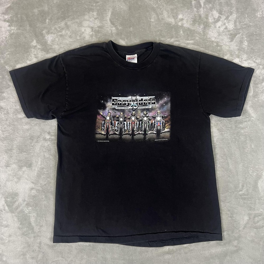 Vintage Easyriders Shirt Mens Large Black 25th Anniversary Motorcycle 90s