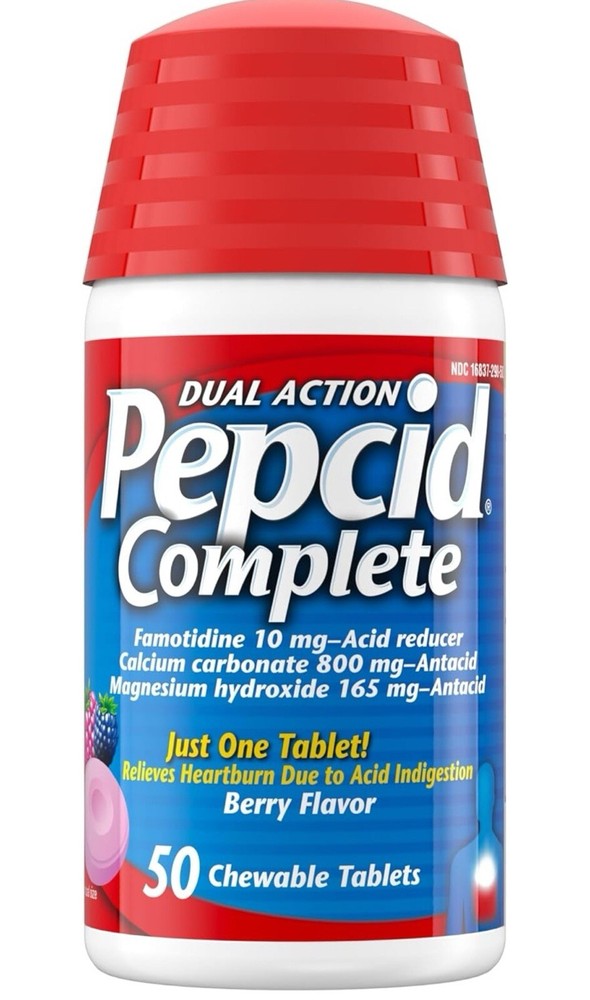 Pepcid Complete Acid ReducerAntacid Chewable 50ct tablets,Heartburn Relief,Berry-image