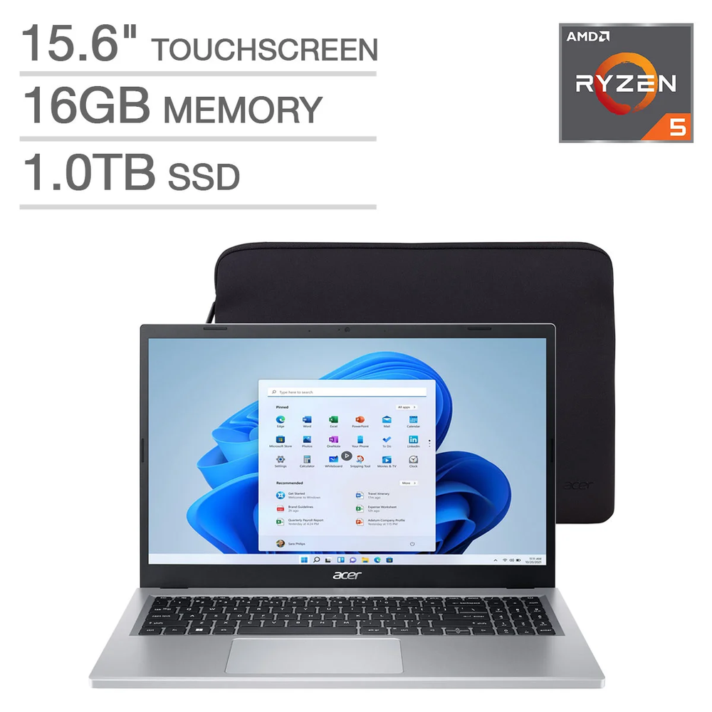 Acer Aspire 3 15.6 FHD Touch Laptop AMD Ryzen 5 16GB RAM 1TB SSD Win11-image