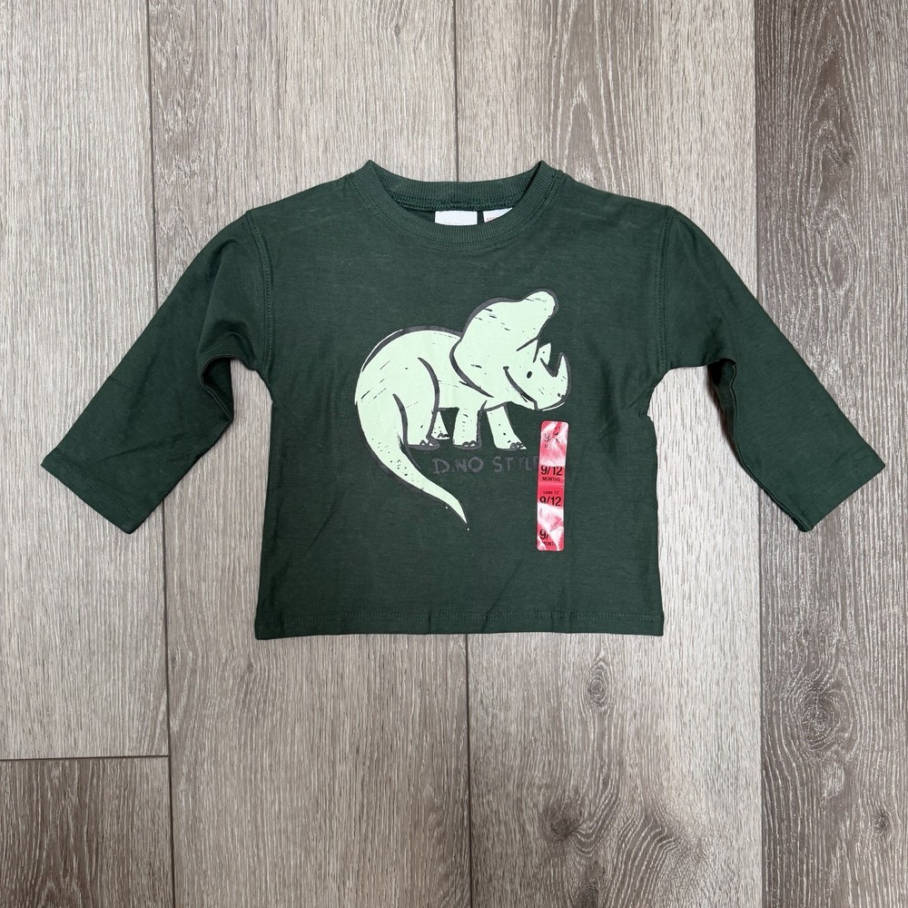 Zara Baby Boys Long Sleeve Shirt Dinosaur Green 9-12MO NWOT