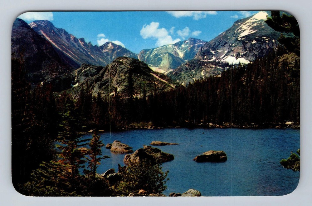 Rocky Mountain National Park CO-Colorado Bear Lake Long's Peak Vintage Postcard