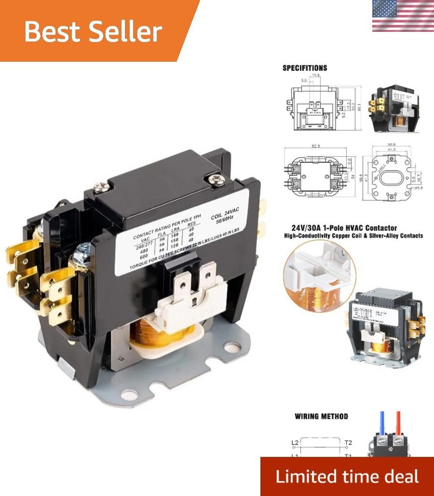 Industrial-Grade 30A/24VAC AC Contactor – Safety & Durability Guaranteed-image