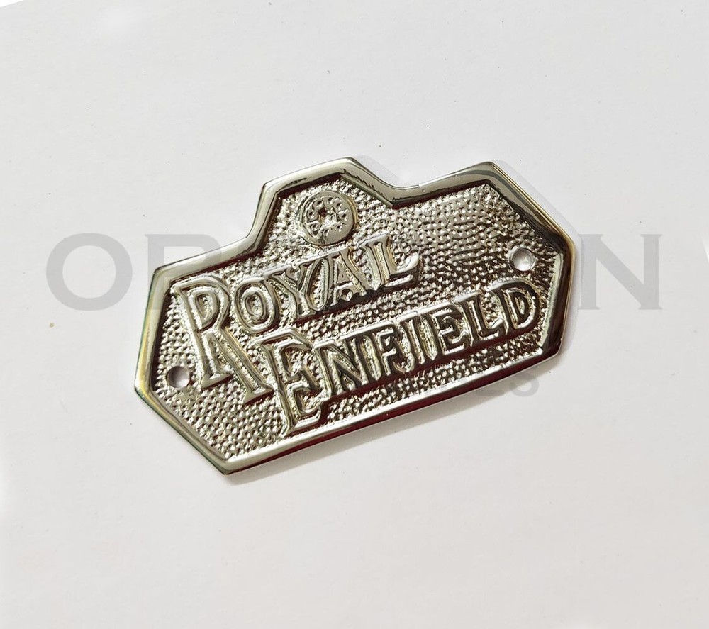 Vintage Customized Brass Chrome Finish Royal Enfield Rear Mudguard Badge Emblem