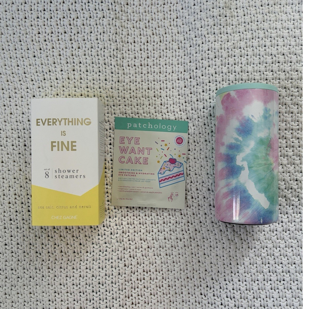 Chez Gagné Shower Steamers Patchology Eye Patches HYDROPEAK Tie Dye Cylinder
