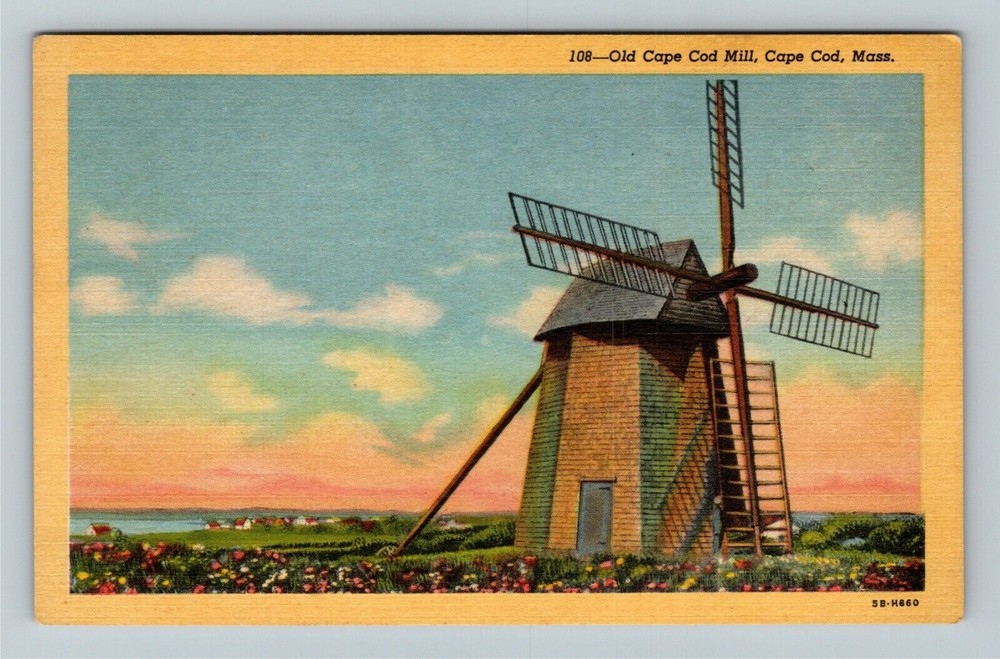 Cape Cod MA-Massachusetts, Old Cape Cod Mill, Scenic, Vintage Postcard