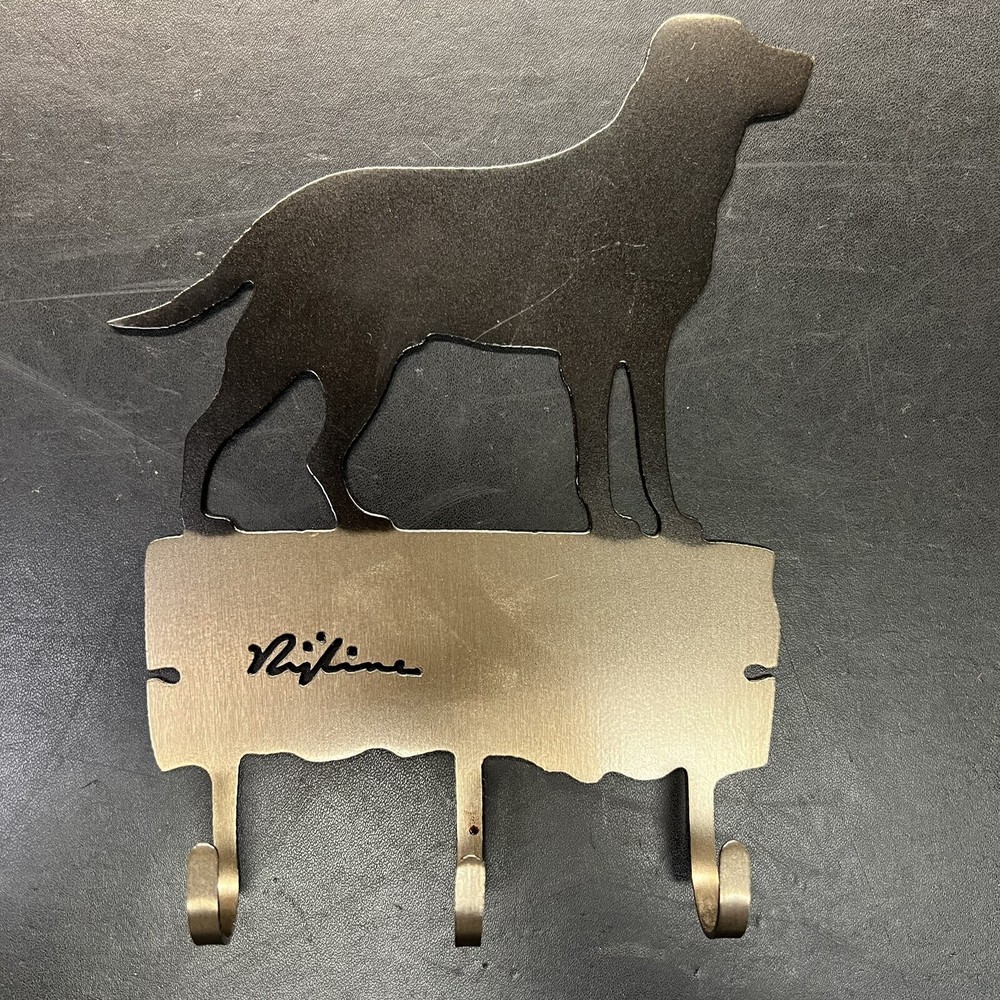 3 Hook Brushed Metal Key Or Leash | Labrador Retriever Silhouette | Attractive